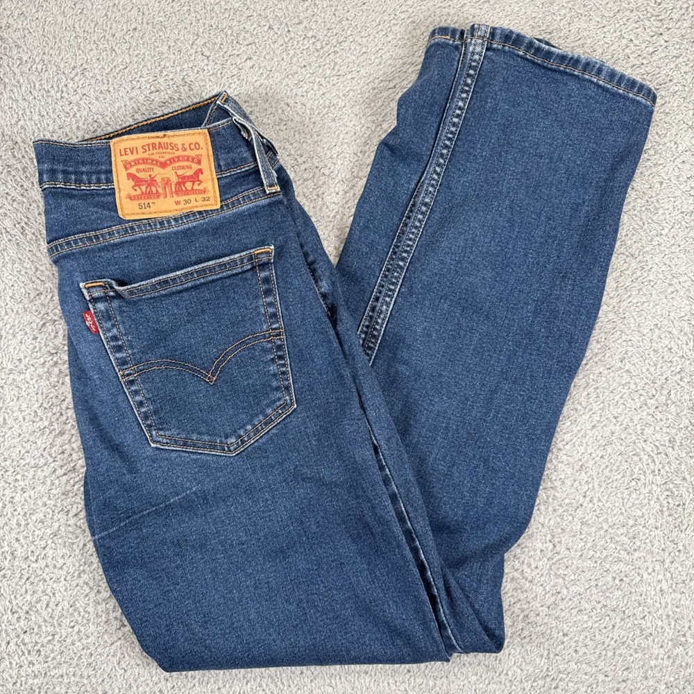 Levi's 514 Jeans Mens 30x32 (30x30) Slim Straight‎  Mid Rise Medium Wash Blue